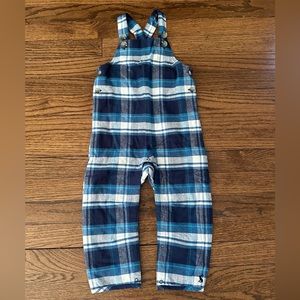 Joules Toddler Blue and Navy Plaid Overalls